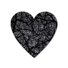 Black And White Dark Abstract Texture Print Heart Magnet