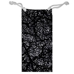 Black And White Dark Abstract Texture Print Jewelry Bag