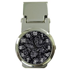 Black And White Dark Abstract Texture Print Money Clip Watches by dflcprintsclothing