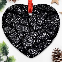 Black And White Dark Abstract Texture Print Heart Ornament (two Sides) by dflcprintsclothing