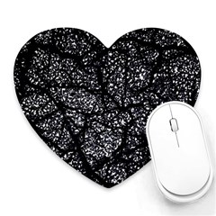 Black And White Dark Abstract Texture Print Heart Mousepads