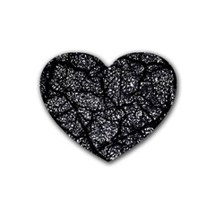 Black And White Dark Abstract Texture Print Rubber Coaster (heart)  by dflcprintsclothing