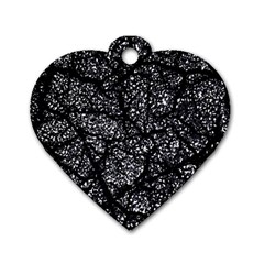 Black And White Dark Abstract Texture Print Dog Tag Heart (one Side) by dflcprintsclothing