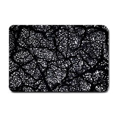 Black And White Dark Abstract Texture Print Small Doormat  by dflcprintsclothing