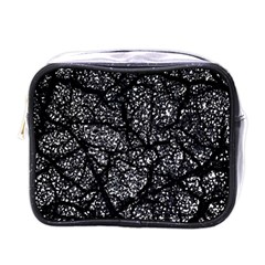 Black And White Dark Abstract Texture Print Mini Toiletries Bag (one Side) by dflcprintsclothing