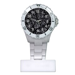 Black And White Dark Abstract Texture Print Plastic Nurses Watch by dflcprintsclothing