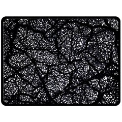 Black And White Dark Abstract Texture Print Double Sided Fleece Blanket (large)  by dflcprintsclothing