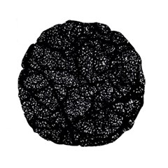 Black And White Dark Abstract Texture Print Standard 15  Premium Flano Round Cushions by dflcprintsclothing