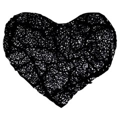 Black And White Dark Abstract Texture Print Large 19  Premium Flano Heart Shape Cushions by dflcprintsclothing