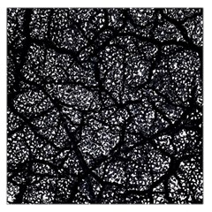 Black And White Dark Abstract Texture Print Large Satin Scarf (square)