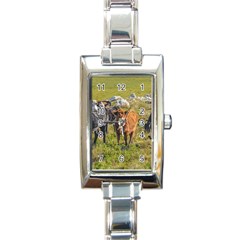 Cows At Countryside, Maldonado Department, Uruguay Rectangle Italian Charm Watch by dflcprints