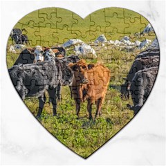 Cows At Countryside, Maldonado Department, Uruguay Jigsaw Puzzle (heart)