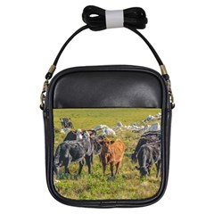 Cows At Countryside, Maldonado Department, Uruguay Girls Sling Bag by dflcprints