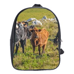 Cows At Countryside, Maldonado Department, Uruguay School Bag (xl) by dflcprints