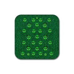 Smiling Happy Ones In The Fauna Rubber Coaster (square)  by pepitasart