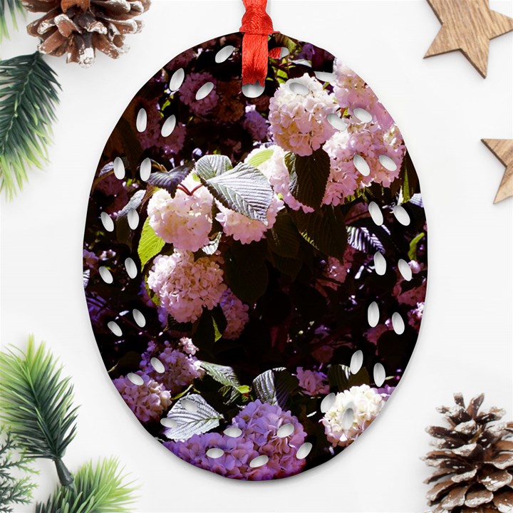 Purple Snowballs Oval Filigree Ornament (Two Sides)