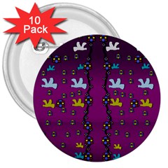 Birds In Freedom And Peace 3  Buttons (10 Pack)  by pepitasart