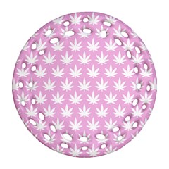 Kawaii Cannabis  Round Filigree Ornament (two Sides)