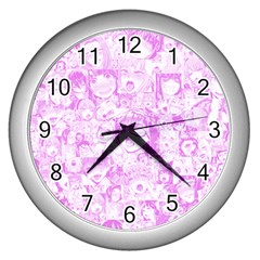 Pink Hentai  Wall Clock (silver) by thethiiird