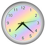 Pastel Goth Rainbow  Wall Clock (Silver) Front