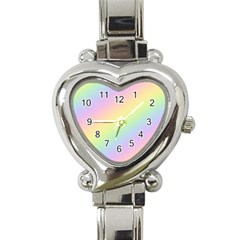 Pastel Goth Rainbow  Heart Italian Charm Watch by thethiiird