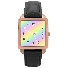 Pastel Goth Rainbow  Rose Gold Leather Watch  by thethiiird