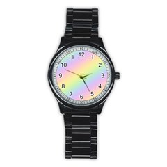 Pastel Goth Rainbow  Stainless Steel Round Watch by thethiiird