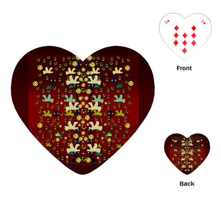 Happy Birds In Freedom And Peace Playing Cards Single Design (Heart)