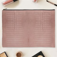 Pink Alligator Print Cosmetic Bag (xxxl) by LoolyElzayat