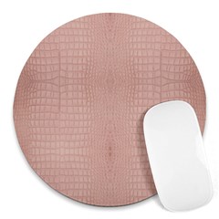 Pink Alligator Print Round Mousepads by LoolyElzayat