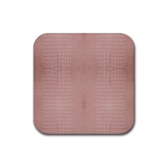 Pink Alligator Print Rubber Coaster (square)  by LoolyElzayat