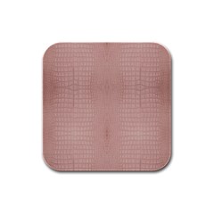 Pink Alligator Print Rubber Square Coaster (4 Pack)  by LoolyElzayat