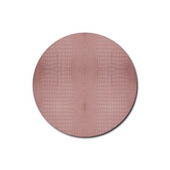 Pink Alligator Print Rubber Coaster (round)  by LoolyElzayat