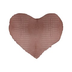 Pink Alligator Print Standard 16  Premium Heart Shape Cushions by LoolyElzayat