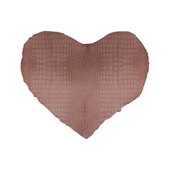 Pink Alligator Print Standard 16  Premium Flano Heart Shape Cushions by LoolyElzayat