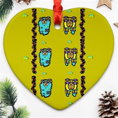 Peace People Hippie Friends And Free Living Fauna Ornament (heart) by pepitasart