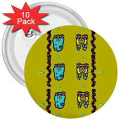 Peace People Hippie Friends And Free Living Fauna 3  Buttons (10 Pack)  by pepitasart