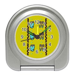 Peace People Hippie Friends And Free Living Fauna Travel Alarm Clock by pepitasart