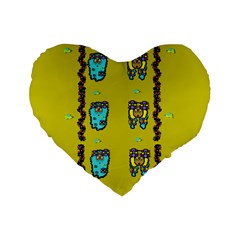 Peace People Hippie Friends And Free Living Fauna Standard 16  Premium Flano Heart Shape Cushions by pepitasart