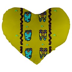 Peace People Hippie Friends And Free Living Fauna Large 19  Premium Flano Heart Shape Cushions by pepitasart