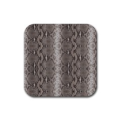 Python Snakeskin Print Rubber Coaster (square)  by LoolyElzayat