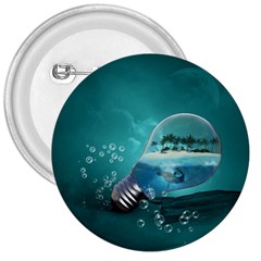 Awesome Light Bulb With Tropical Island 3  Buttons by FantasyWorld7