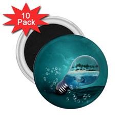 Awesome Light Bulb With Tropical Island 2 25  Magnets (10 Pack)  by FantasyWorld7