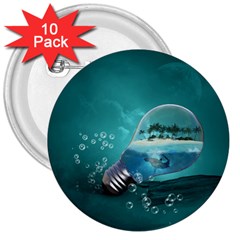 Awesome Light Bulb With Tropical Island 3  Buttons (10 Pack)  by FantasyWorld7