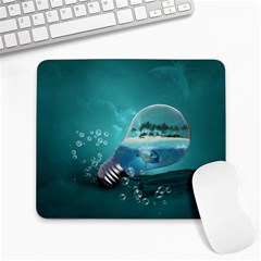 Awesome Light Bulb With Tropical Island Large Mousepads by FantasyWorld7