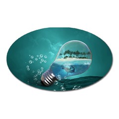 Awesome Light Bulb With Tropical Island Oval Magnet by FantasyWorld7