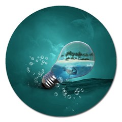 Awesome Light Bulb With Tropical Island Magnet 5  (round) by FantasyWorld7