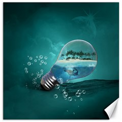 Awesome Light Bulb With Tropical Island Canvas 20  X 20  by FantasyWorld7