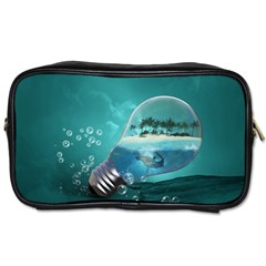 Awesome Light Bulb With Tropical Island Toiletries Bag (two Sides) by FantasyWorld7