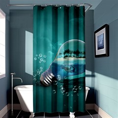 Awesome Light Bulb With Tropical Island Shower Curtain 36  X 72  (stall)  by FantasyWorld7